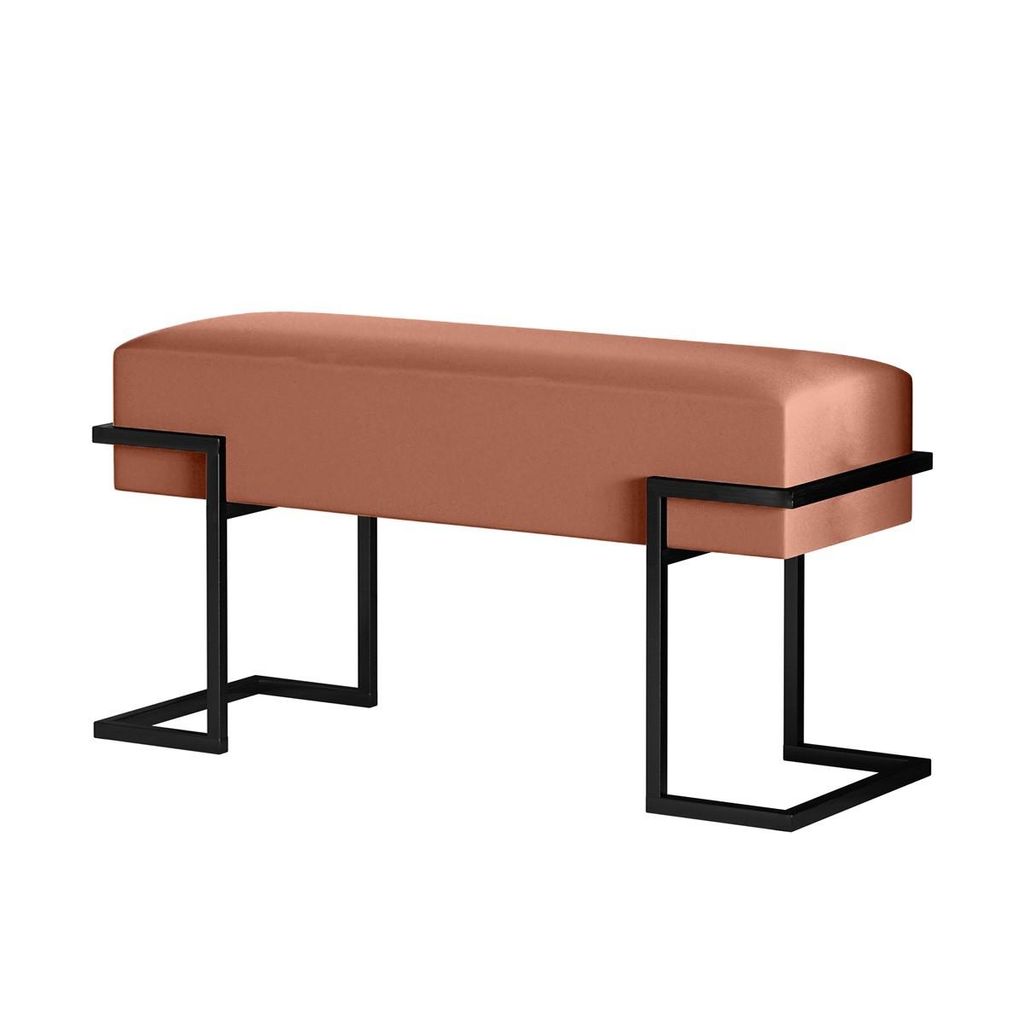 BETTSO Elegante rosa gepolsterte Bank CELY 100 auf schwarzem Gestell