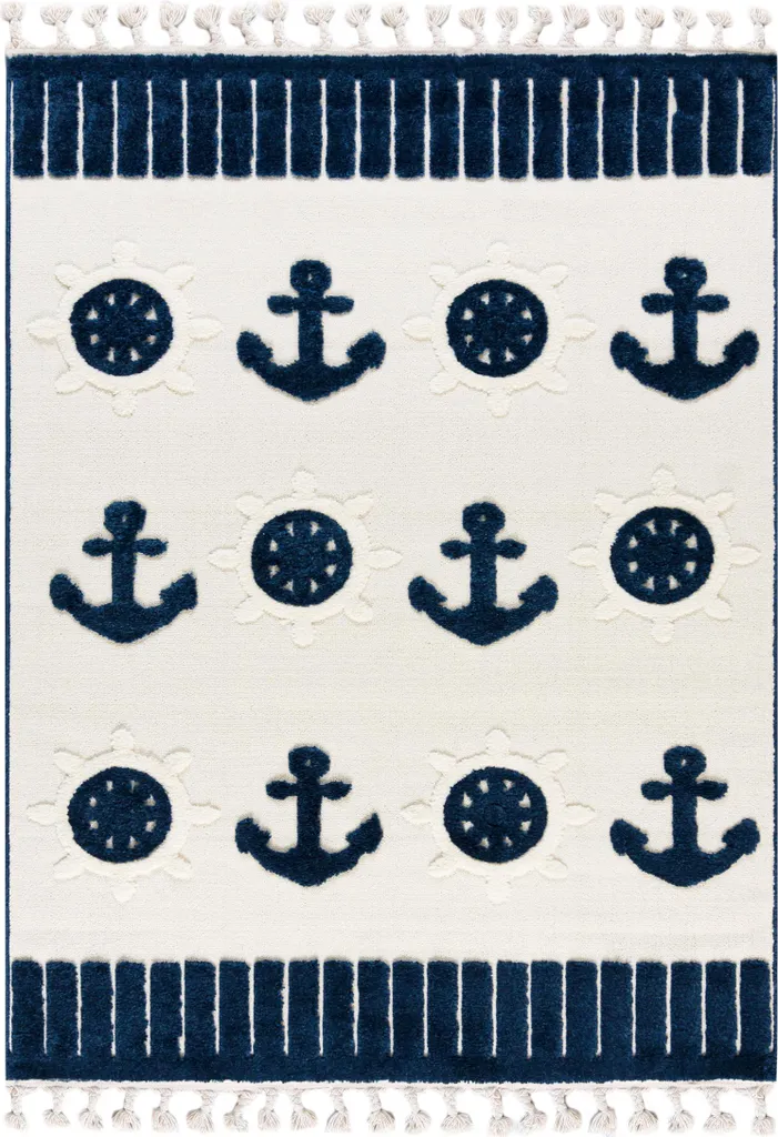 Tapis Enfant Doux OEKO-TEX - Mazovia Ancre Marine et Volant de Bateau