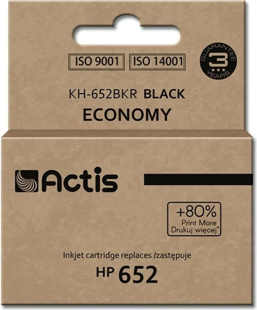 Cartouche d'encre noire compatible HP 652 F6V25AE Actis 15ml Noir