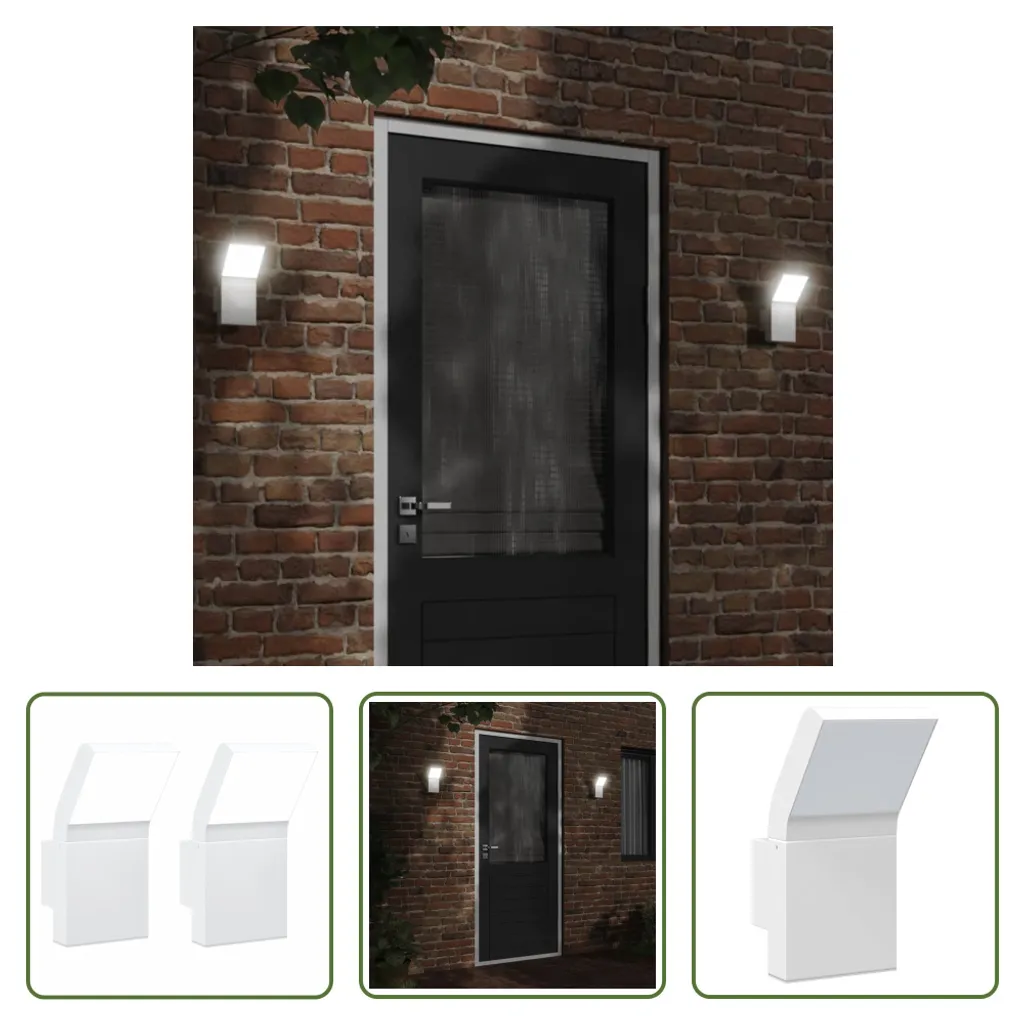 Applique Esterno LED Alluminio Bianco - 2 Pezzi IP54 | The Living Store