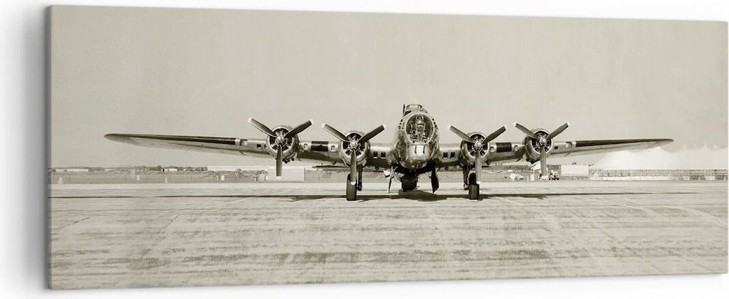 Bild auf Leinwand - Leinwandbild - Einteilig - Flugzeug alt Bomber - 140x50cm - Wand Bild - Wanddeko - Wandbilder - Leinwanddruck - Bilder - Wandde...