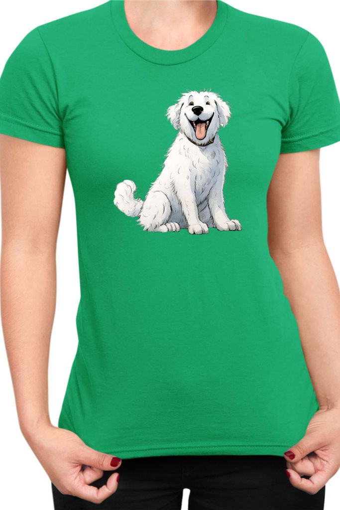 Damen T-Shirt Funny Dogs Breeds Kuvasz Dog Breed, Lady 2XL / Grün
