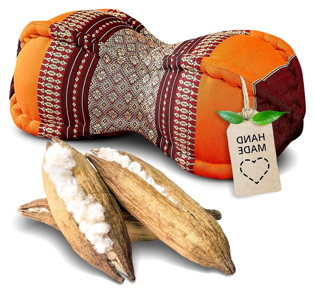 Nackenstützkissen Papayakissen - Ø 13x43cm - Nackenkissen in Papayaform, Sofakissen, Lesekissen mit Kapok, Kissen für Garten und Balkon, handgef...