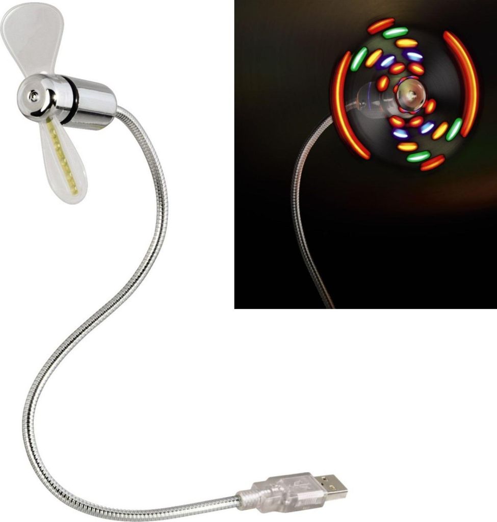 Mini USB Mit 64 Bunten LED Mustern - Cooles Gadget Mit Kreisförmiger Anzeige (Silber)