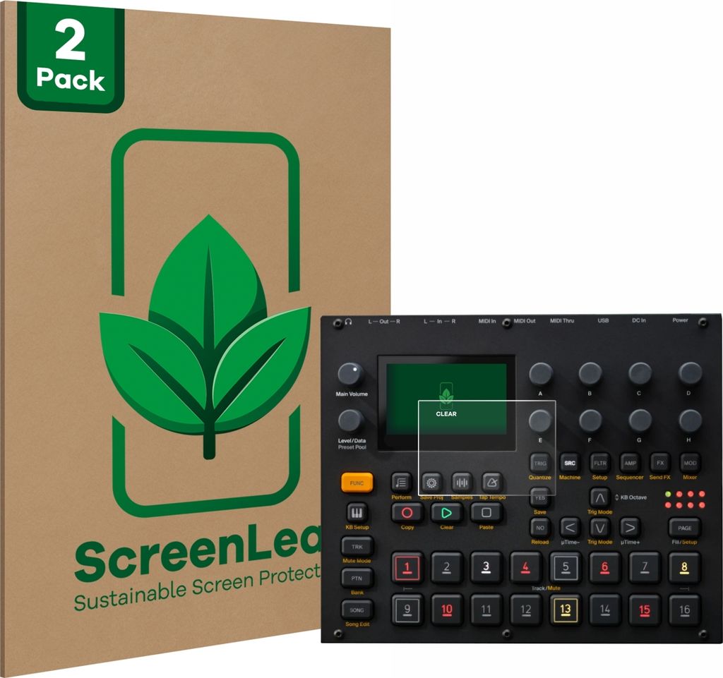 2x ScreenLeaf Schutzfolie für Elektron Digitakt II nachhaltiger Displayschutz Display Schutz Folie Klar Transparent