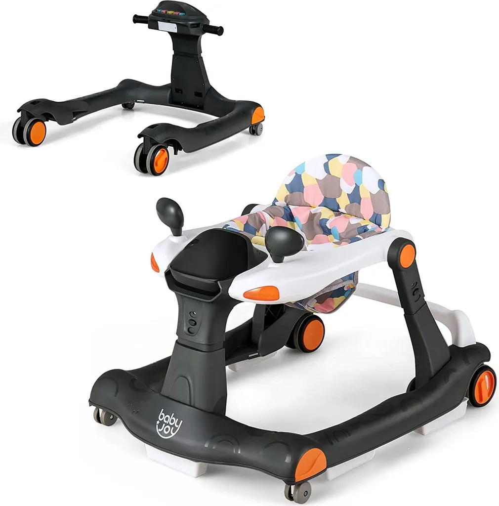 COSTWAY Trotteur 2 en 1 Pliable avec Musique et Lumière pour Bébé