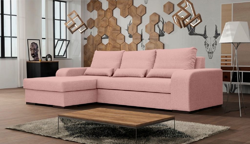 Ecksofa Eckcouch LUBA malmo 61 links mit Schlaffunktion und Bettkasten L-Form Sofa