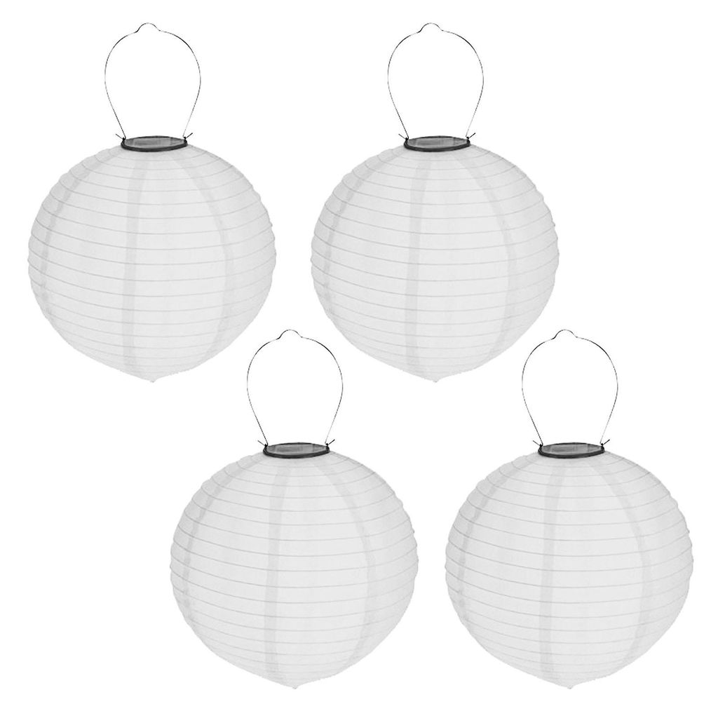4er Set Solar LED Lampion Party Garten Laterne Weiß ø 20cm Produktbild 