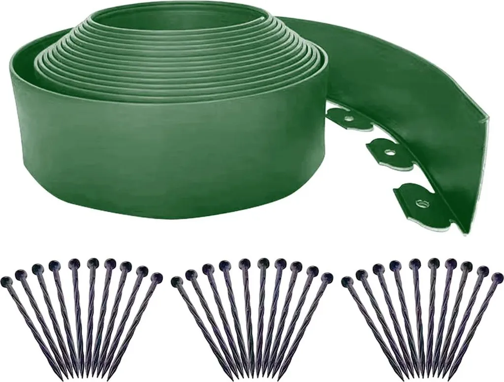 Bordurette de pelouse 10m en plastique souple et 30 chevilles de terre