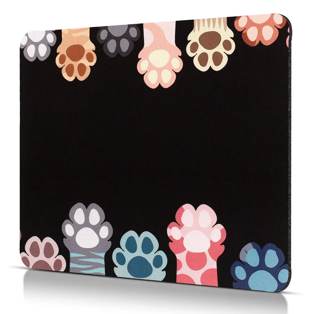 Tapis de souris antidérapant motif patte de chat noir petit format 20cm