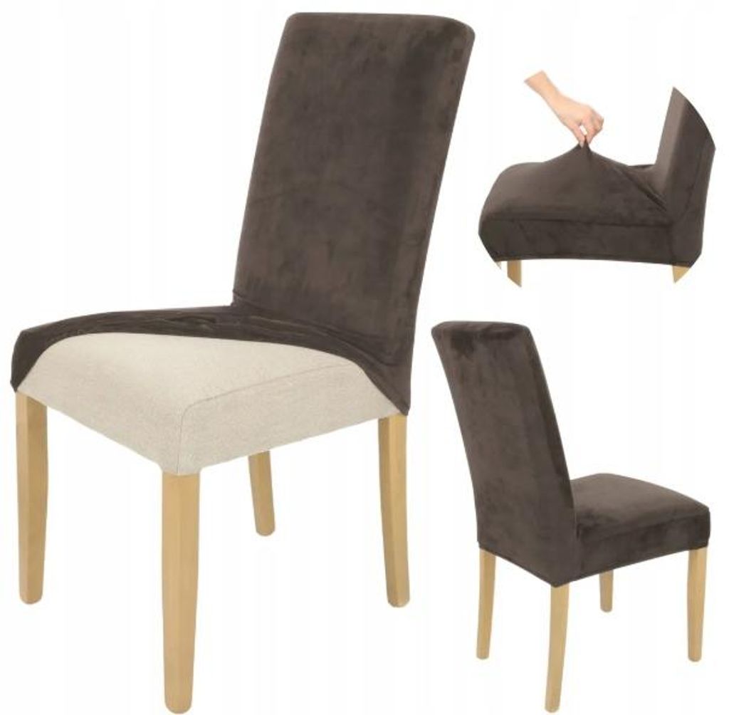 Stuhlhusse Stretch Braun - Samt - Universal - Esszimmer Produktbild 