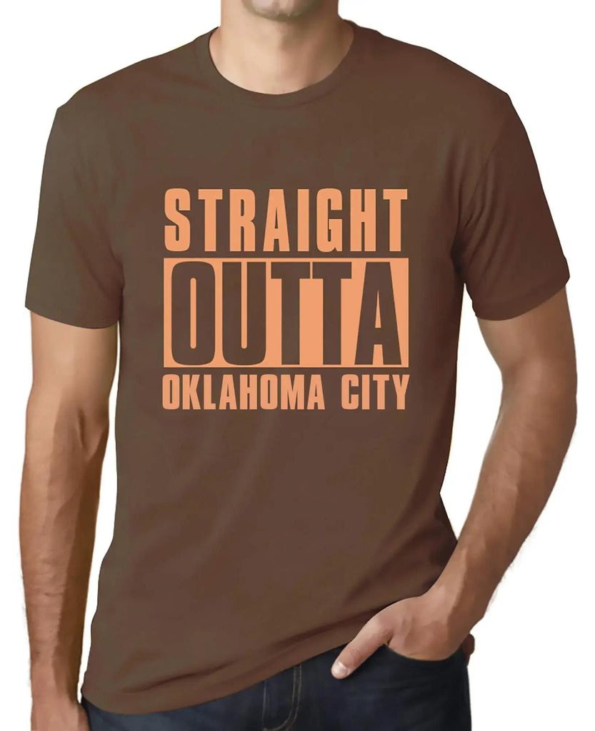 Herren Grafik T-Shirt Straight Outta Oklahoma City Öko-Verantwortlich Vintage Jahrgang Kurzarm Lustige Druck Geburtstag Geschenk Mann