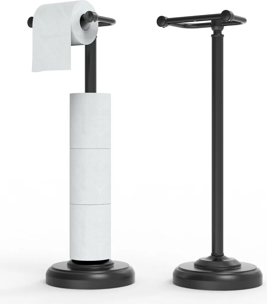 Distributeur de papier toilette sur pied noir avec socle antidérapant