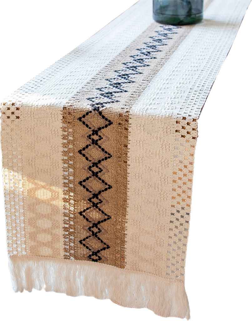 Tischläufer mit Quasten, hohles Design, schützende Tischdecke für Esstisch, Bauernhaus-Dekoration