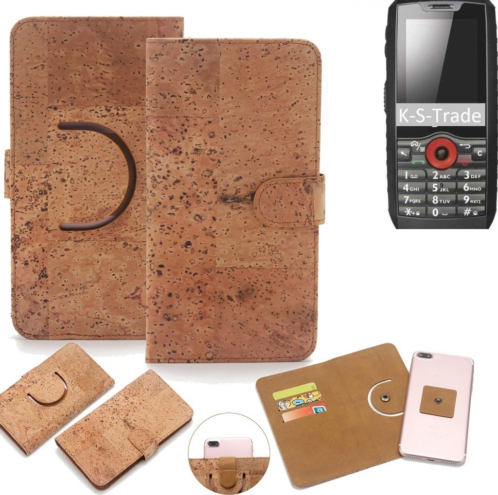 K-S-Trade Handy-Hülle Schutz-Hülle kompatibel mit Ruggear RG160 Handyhülle Schutzhülle Korkhülle Kork-Hülle 1x