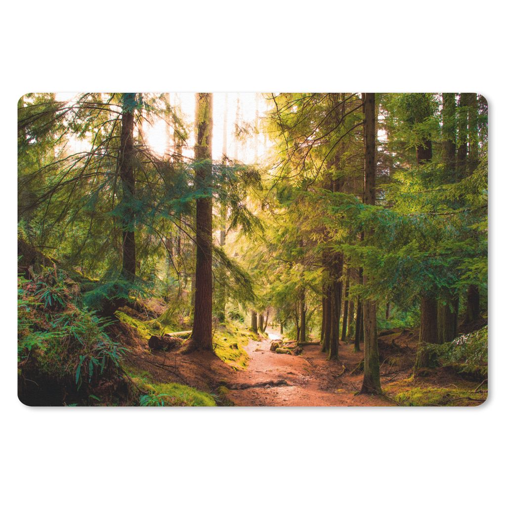 MuchoWow Mauspad Mousepad Wald - Weg - Bäume - Grün - Sonne - Natur 27x18 cm - Mousepads - Maus Mat - Pad - Mausunterlage - Büroartikel - Desk...