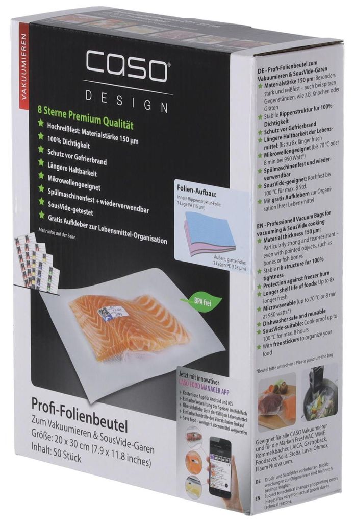CASO Profi- Folienbeutel 20x30cm, 50 Stück, sehr stark &