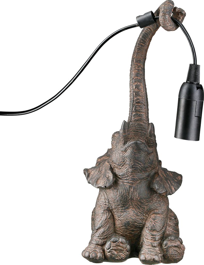 Gilde Tischleuchte, Elefant, "Elefante", Kunstharz, braun, Produktbild 