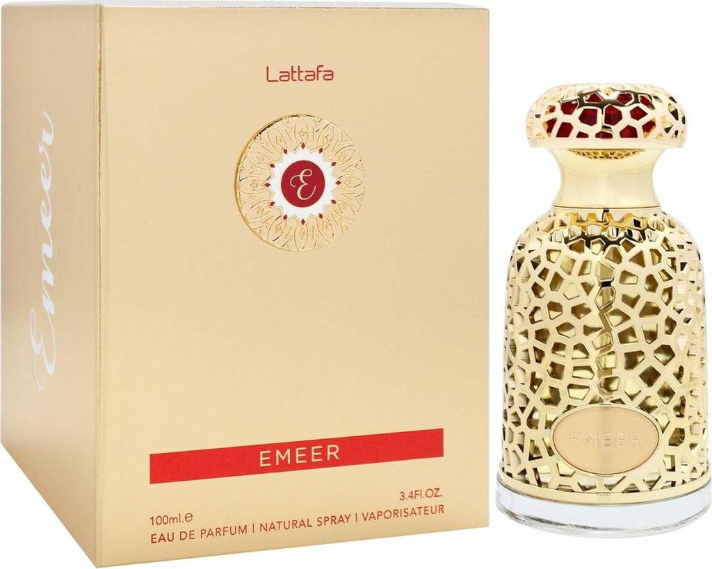 A perfume box and bottle are displayed on a white background.