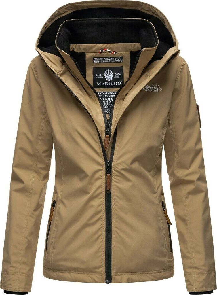 Marikoo Damen Übergangs Outdoor Jacke Windbreaker Regenjacke Erdbeere Taupe Gr. 44 - XXL