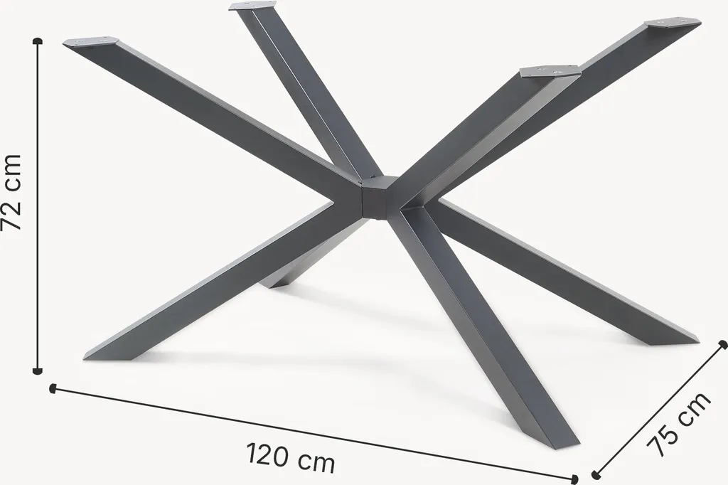 Piètement de table rectangulaire en acier noir 120 cm style industriel