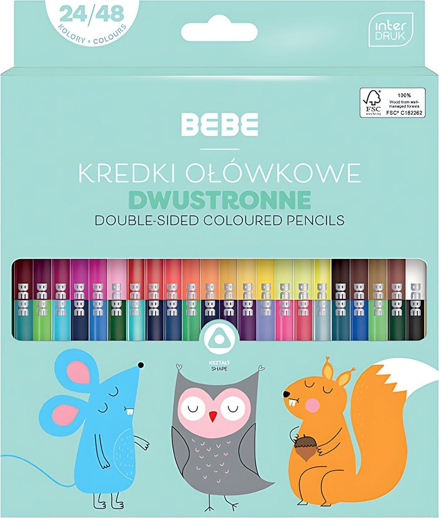 Interdruk Bebe Kredki Ołówkowe Dwustronne 24 Kredek Zdjęcie produktu 