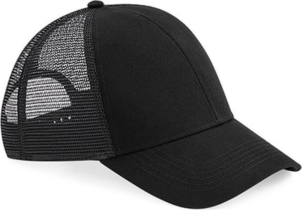 Beechfield B60 | Organic Baumwolle Trucker Cap, Snapback-Größeneinsteller - Farbe: Black - Größe: One Size