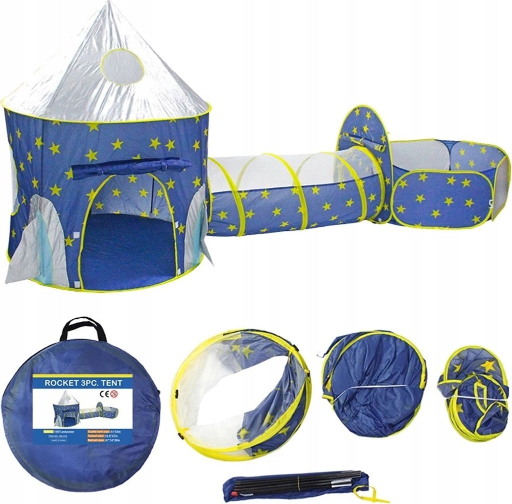 Kinderzelt 3-in-1 Set mit Tunnel und Bällebad, Produktbild 