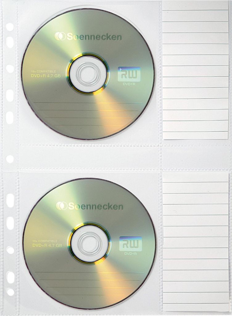 CD/DVD Hülle 1612 für 2 CDs transparent 5 Stück Packung mit 20 Stück