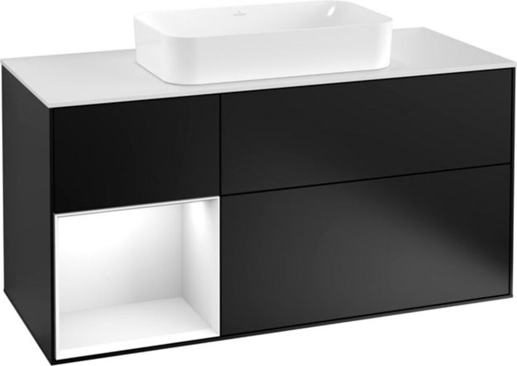 V&B Waschtischunterschrank Finion 120cm, Pl w m, Rg l g wh. Lac, bla m Lac
