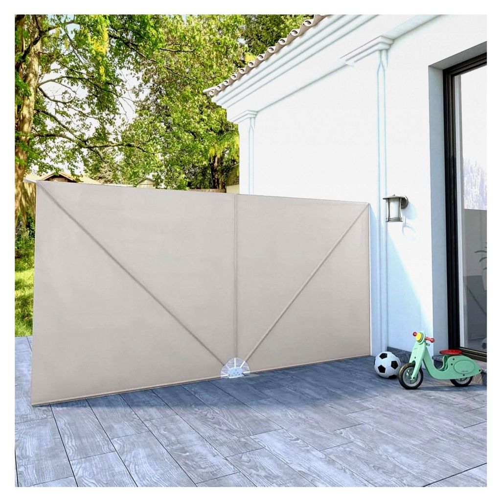 Terrassen-Sichtschutz Creme 400x200cm - Faltbarer Balkonfächer, UV-beständig, für Balkon und Garten