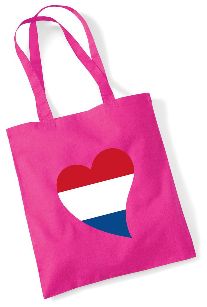 Huuraa Jutebeutel Niederlande Flagge Herz 10 Liter Fuchsia Baumwolle Tasche Geschenkidee