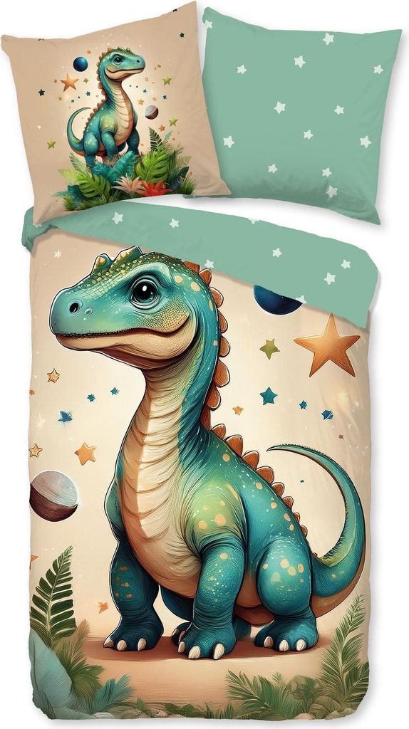 JACK Flanell Wende Bettwäsche 2 tlg. 135x200cm Dinosaurier Produktbild 
