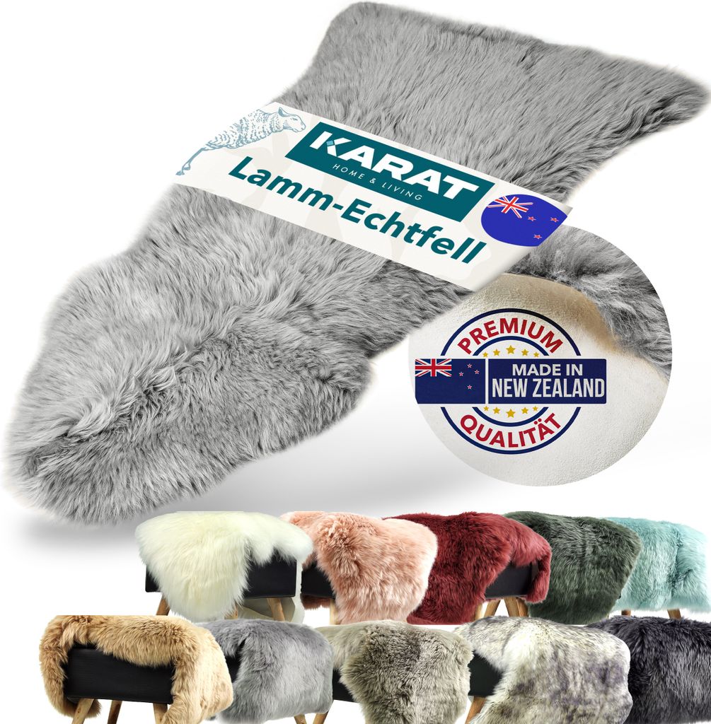Echtfell Audrey flauschiges Schaffell Grey 90x60 cm
