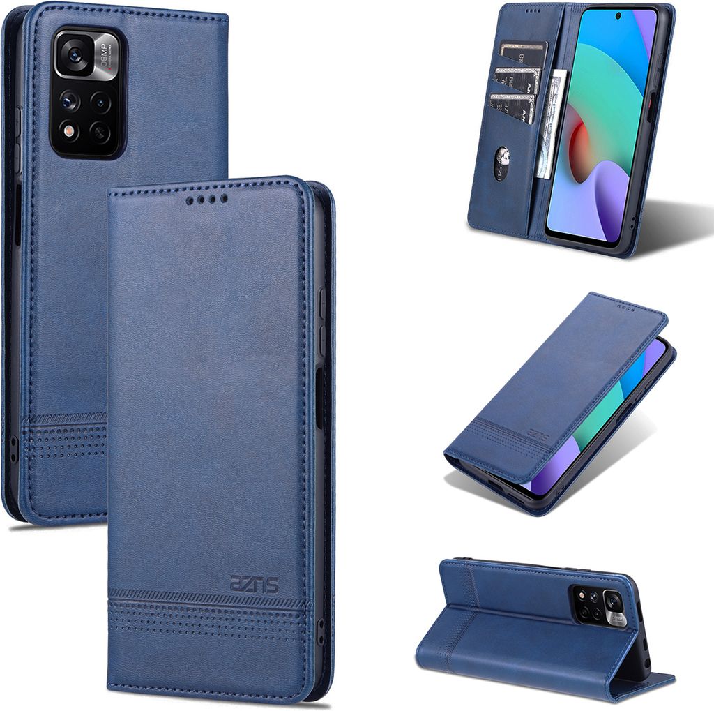 Redmi Note 11 Pro Leder Hülle, Klapphüllen Brieftasche Magnetverschluss Ständer Schutzhülle für Xiaomi Redmi Note 11 Pro/Note 11 Pro+ Blau