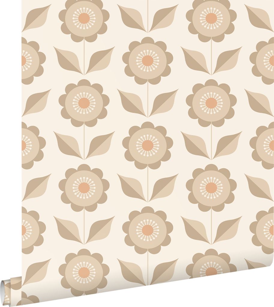 ESTAhome Tapete Blumen Beige 50 x 900 cm