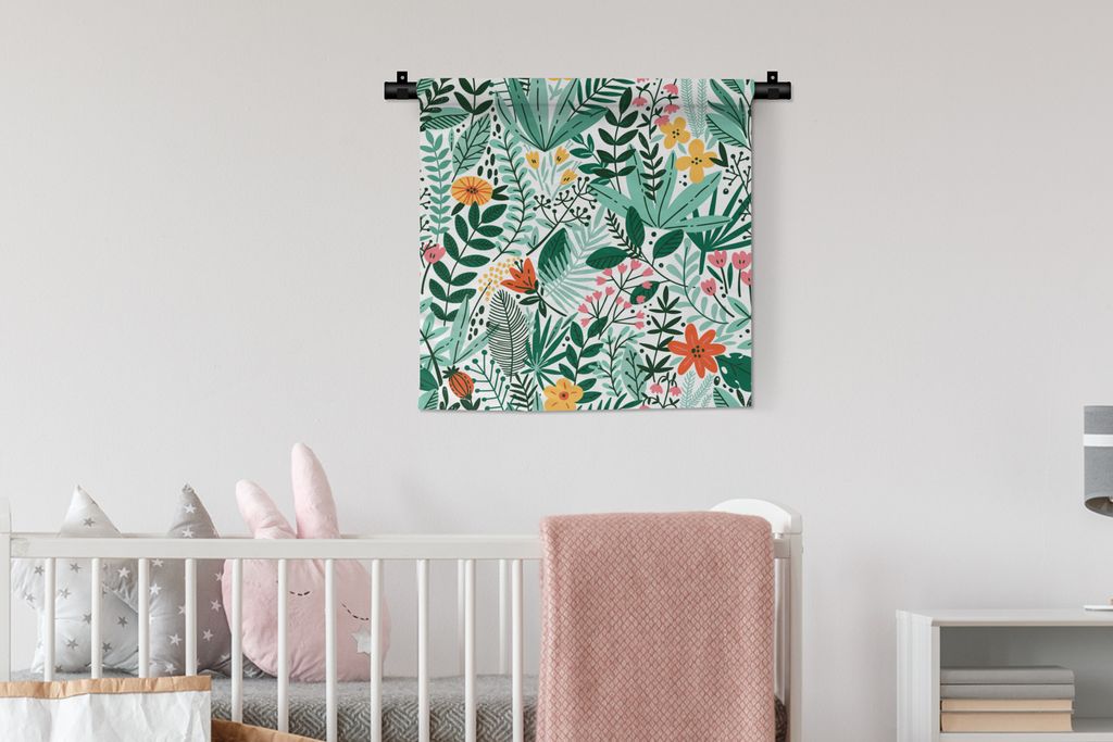 MuchoWow Wandteppich Wandbehang Sommer - Flora - Muster 60x60 cm Tapisserie Dekoration Wandtuch - Dekorationen - Wand Decke