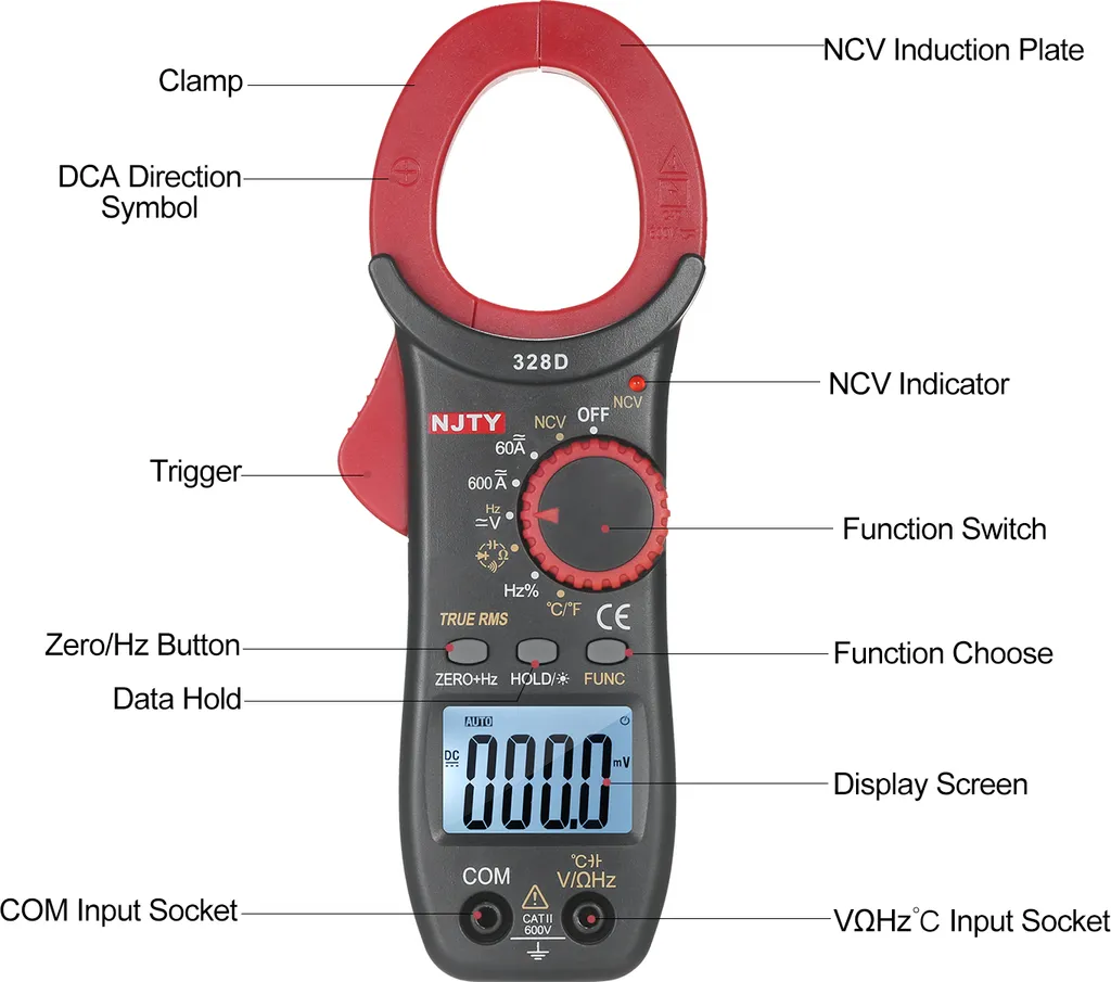 Pince Multimètre Auto Range 6000 Counts avec Écran LCD et NCV Intégré - 3
