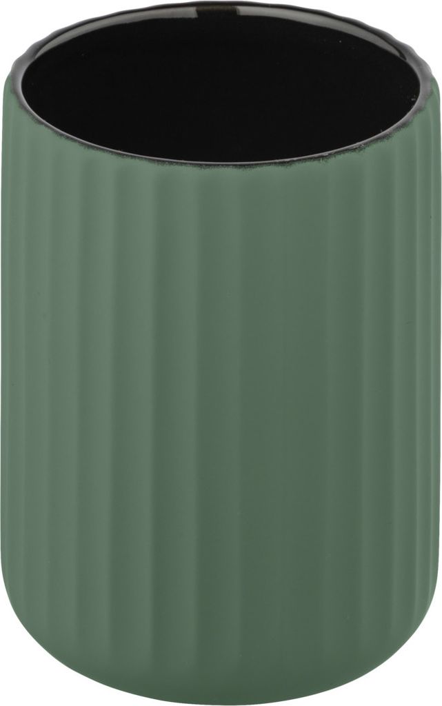 WENKO Keramik Zahnputz Becher Zahnbürsten Halter BELLUNO Grün Bad Accessoires WC