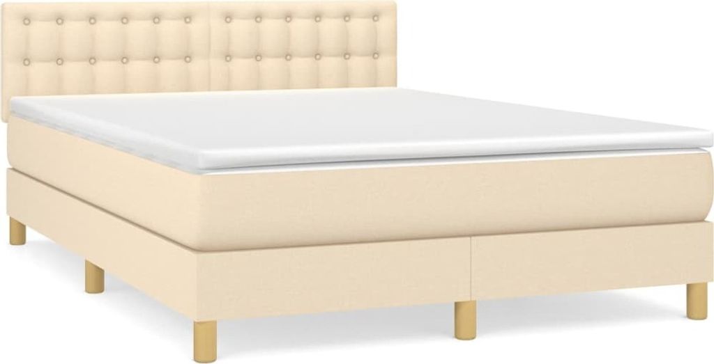 Boxspringbett mit Matratze Creme 140x200 cm Stoff