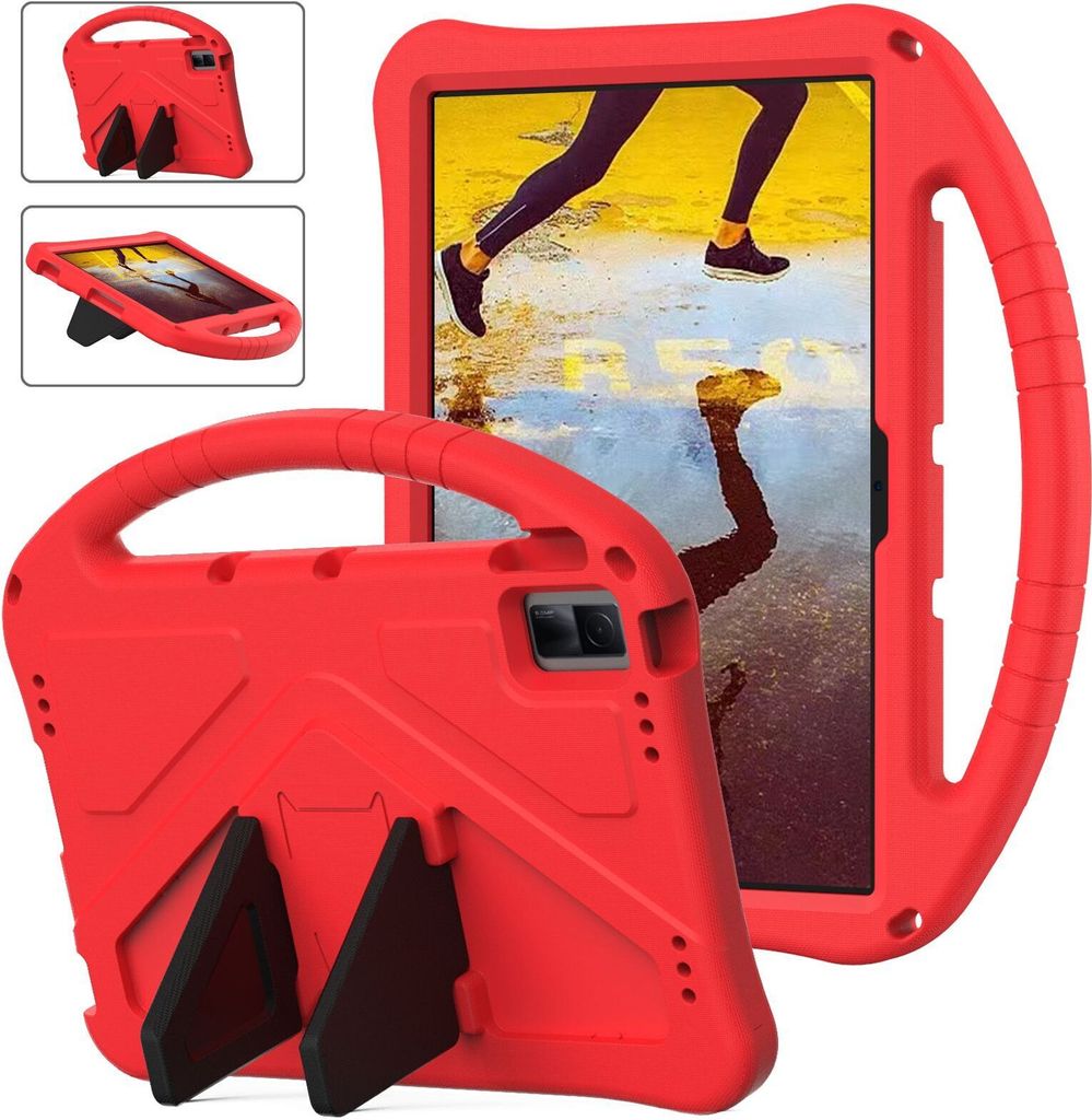 Kinder Hülle für Xiaomi Redmi Pad 10.61" 2022, Eva Leichte Stoßfeste Ständer, Kids Griff Schutzhülle Rot