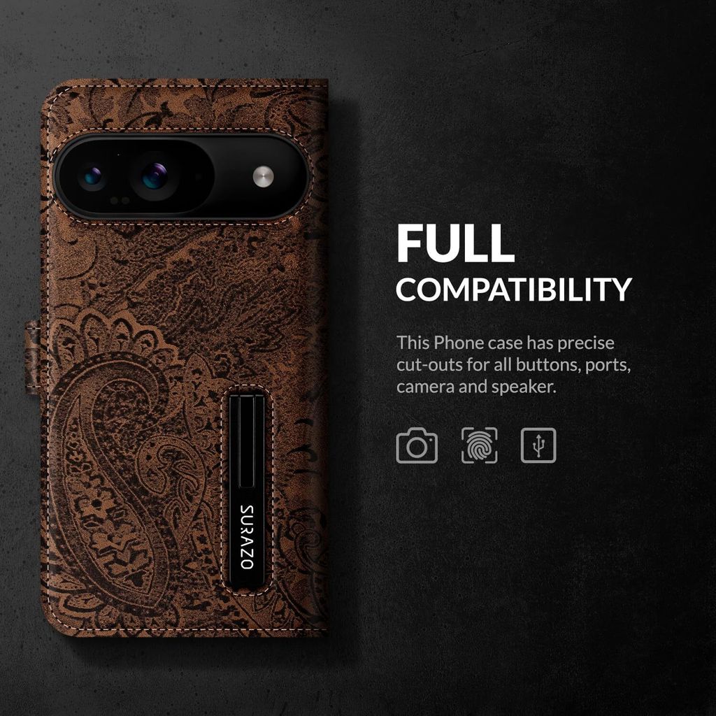 Leder Klapphülle Für Google Pixel 9 Pro & 9 – Mit Kartenfächern, Magnetverschluss & Standfunktion In Lila | Wallet Case