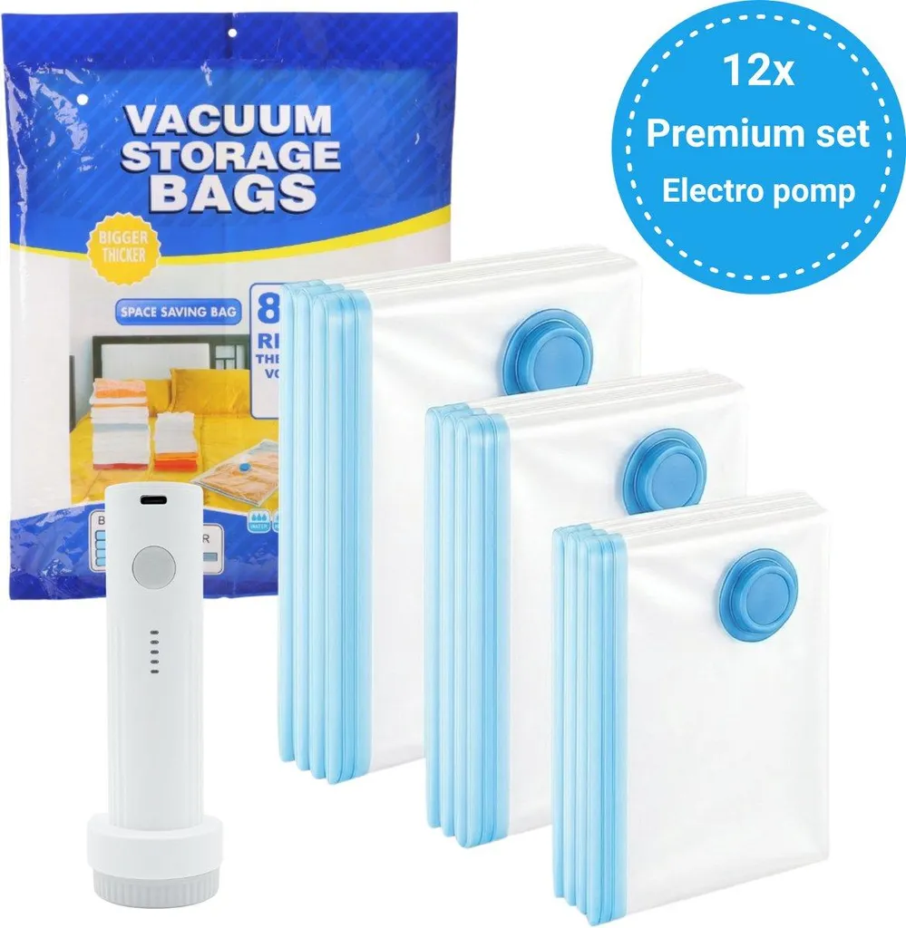 Kit Sottovuoto da Viaggio SpaceSaver: 12 Sacchi con Pompa Portatile