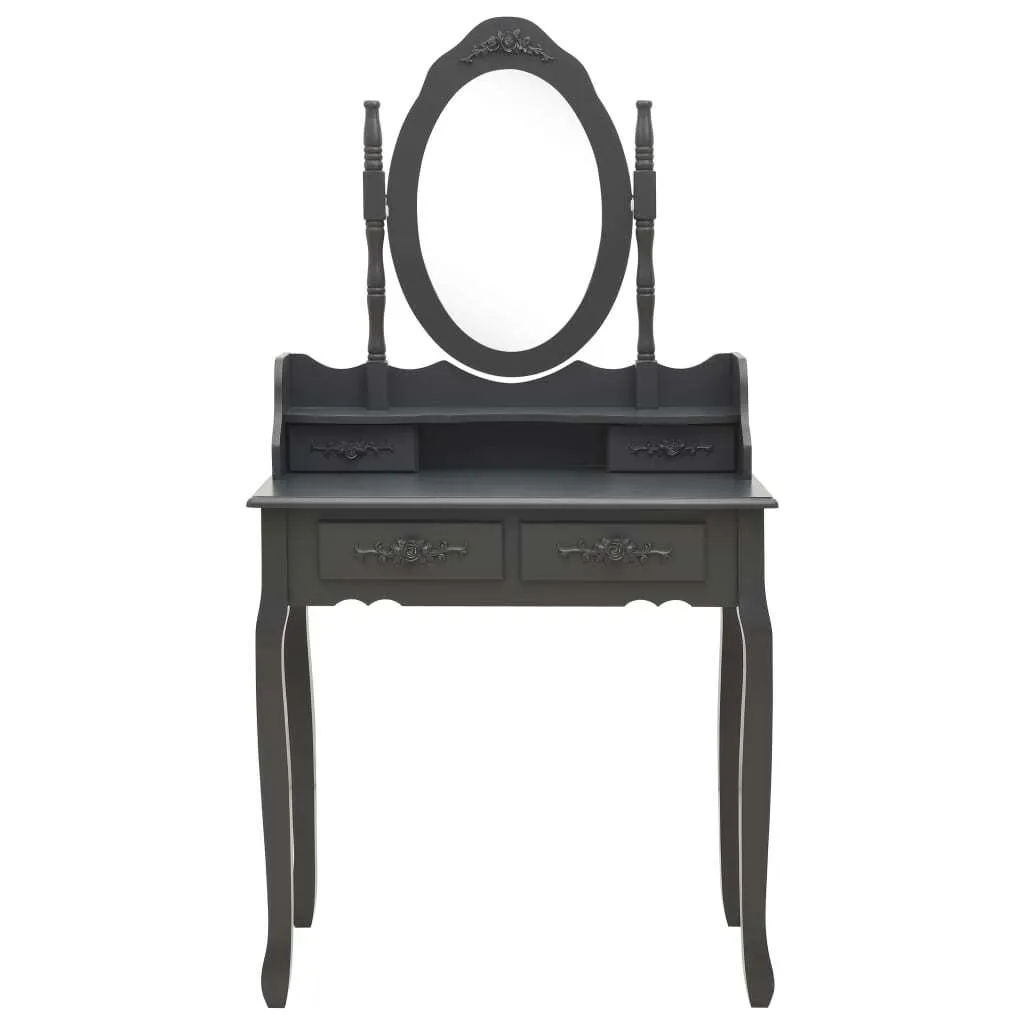 Table de Maquillage Grise avec Siège Confortable pour Routine Beauté - 2