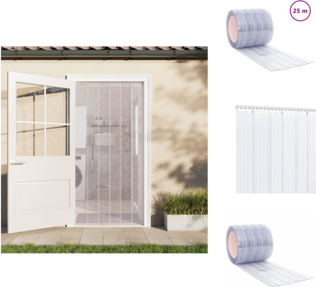 vidaXL Türvorhang Transparent 200x1,6 mm 25 m PVC - Vorhänge & Gardinen