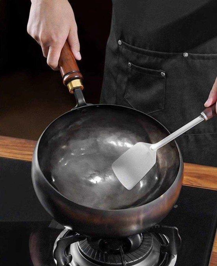 Wok en fonte, 28 cm, forgé à la main, poêle traditionnelle Image du produit 