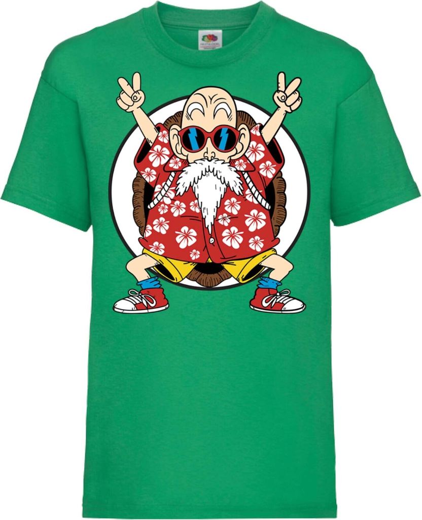 Kinder T-Shirt Dragon Anime Manga Ball Z Master Roshi 02 Dbz Sensei, 5-6 Jahr - 116 / Grün