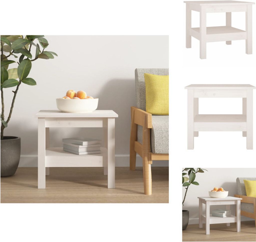 vidaXL Couchtisch Weiß 45x45x40 cm Massivholz Kiefer - Couchtische