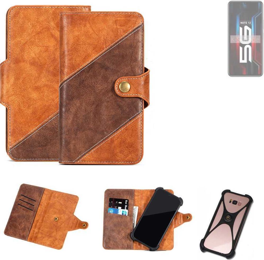 K-S-Trade Handyhülle Schutzhülle Bookstyle Case Wallet-Case kompatibel mit Infinix Note 12 5G Cover Klapphülle Kantenschutz Smartphone dunkelbraun