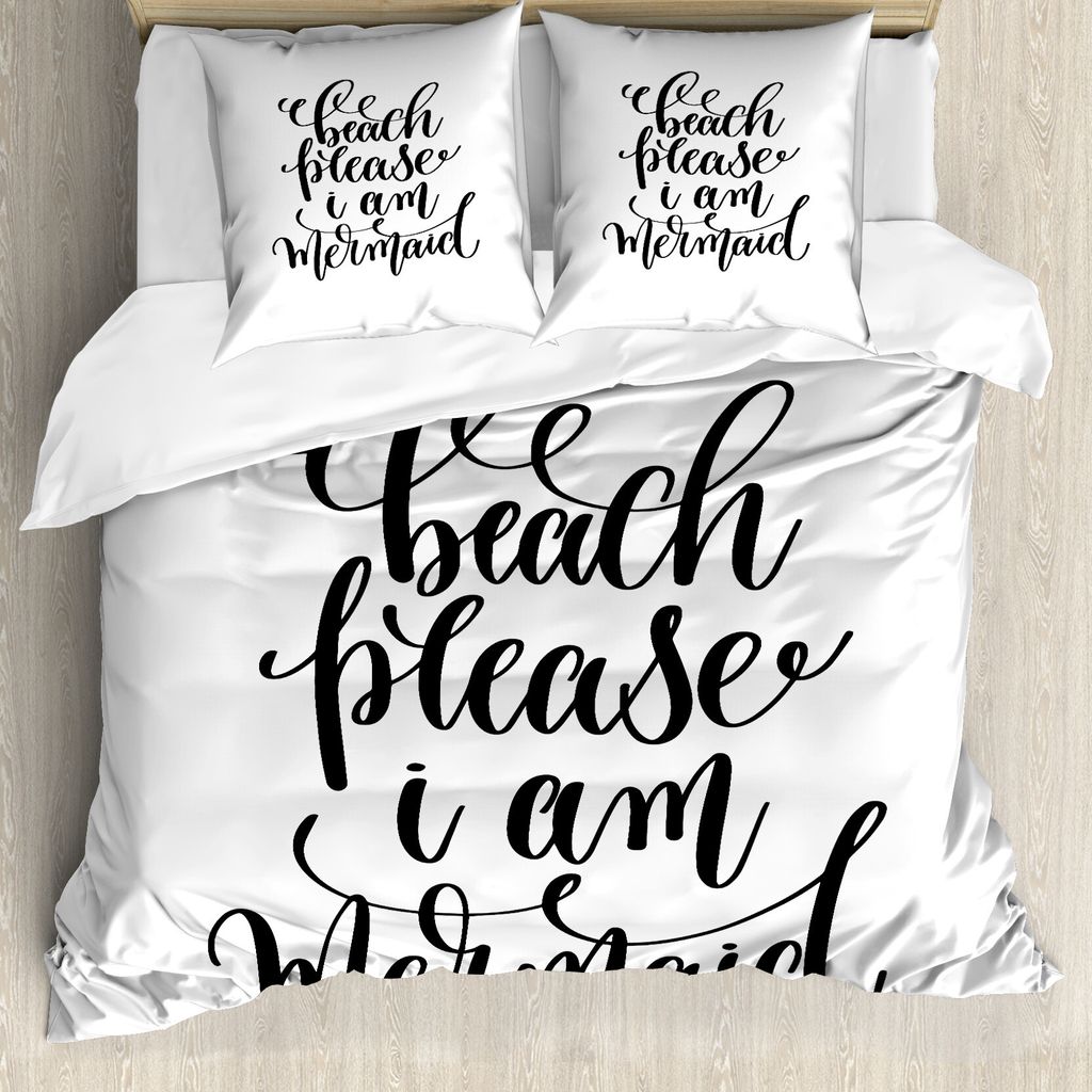 ABAKUHAUS im Mermaid Bettbezug, Kühle Schrift Mermaid Theme, Milbensicher Allergiker geeignet mit Kissenbezügen, 155 cm x 220 cm - 80 x 80 cm, Sc...